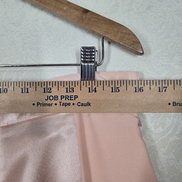VTG Together 2 Pc Set Tie Front Top Maxi Skirt sz 16 Peach Satin Shimmer - Picture 11 of 16